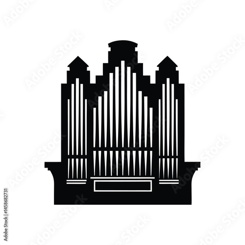 pipe organ silhouette art illustration on white background