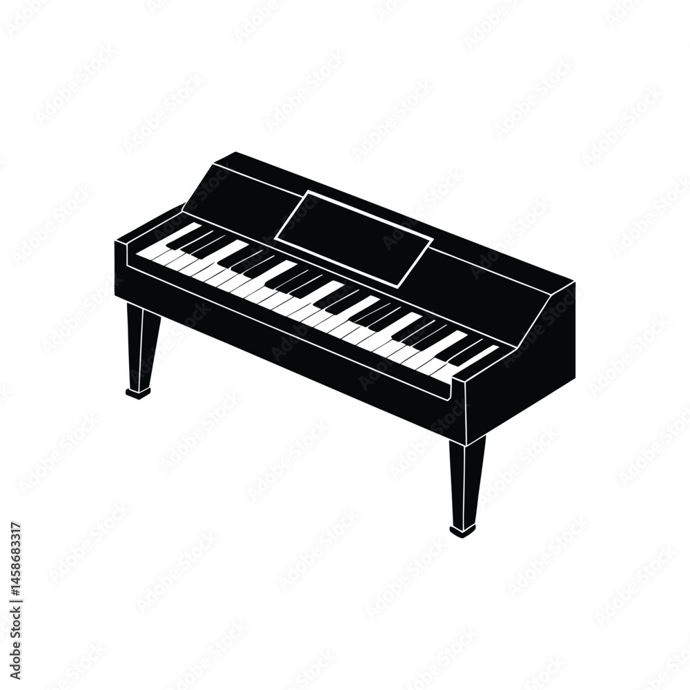 digital piano silhouette art illustration on white background digital piano silhouette art illustration on white background