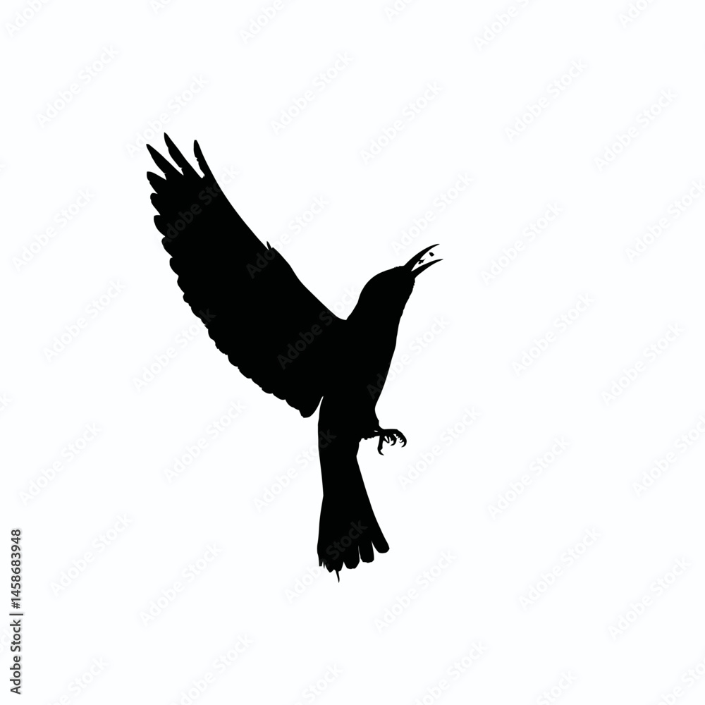 Fototapeta premium Solid black silhouette of a bee-eater catching, Vector Graphic