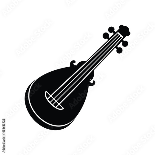 hurdy gurdy silhouette art illustration on white background
