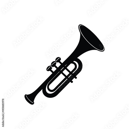 sackbut silhouette art illustration on white background