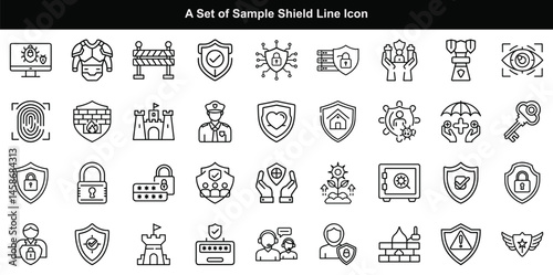 Shield Icon Vector Set, Protection Security Defense Graphics