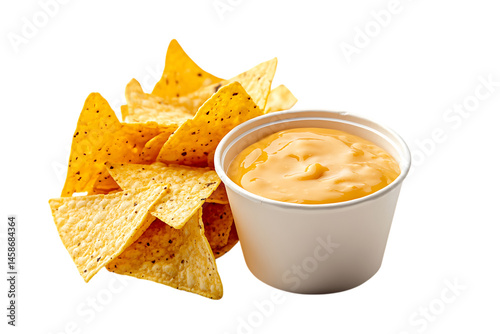 Tortilla Chips with Cheese Sauce on Transparent Background