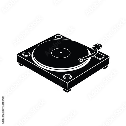 turntable silhouette art illustration on white background