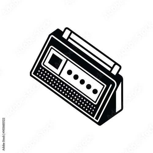 field recorder silhouette art illustration on white background