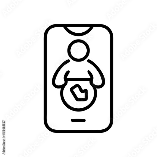 Mobile pregnancy tracking app icon in outline

