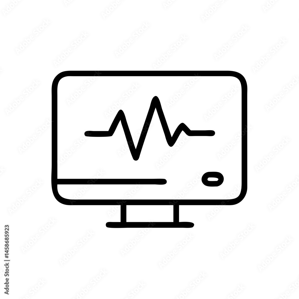 Simple black and white icon showing a medical monitor with a heart rate waveform, representing health monitoring or childbirth care.
