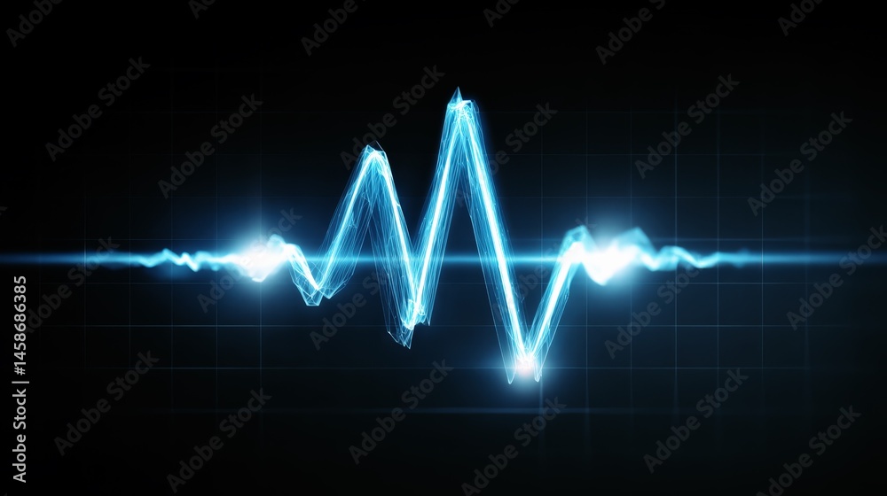 Glowing Blue Audio Waveform on Black Background Digital Sound Concept