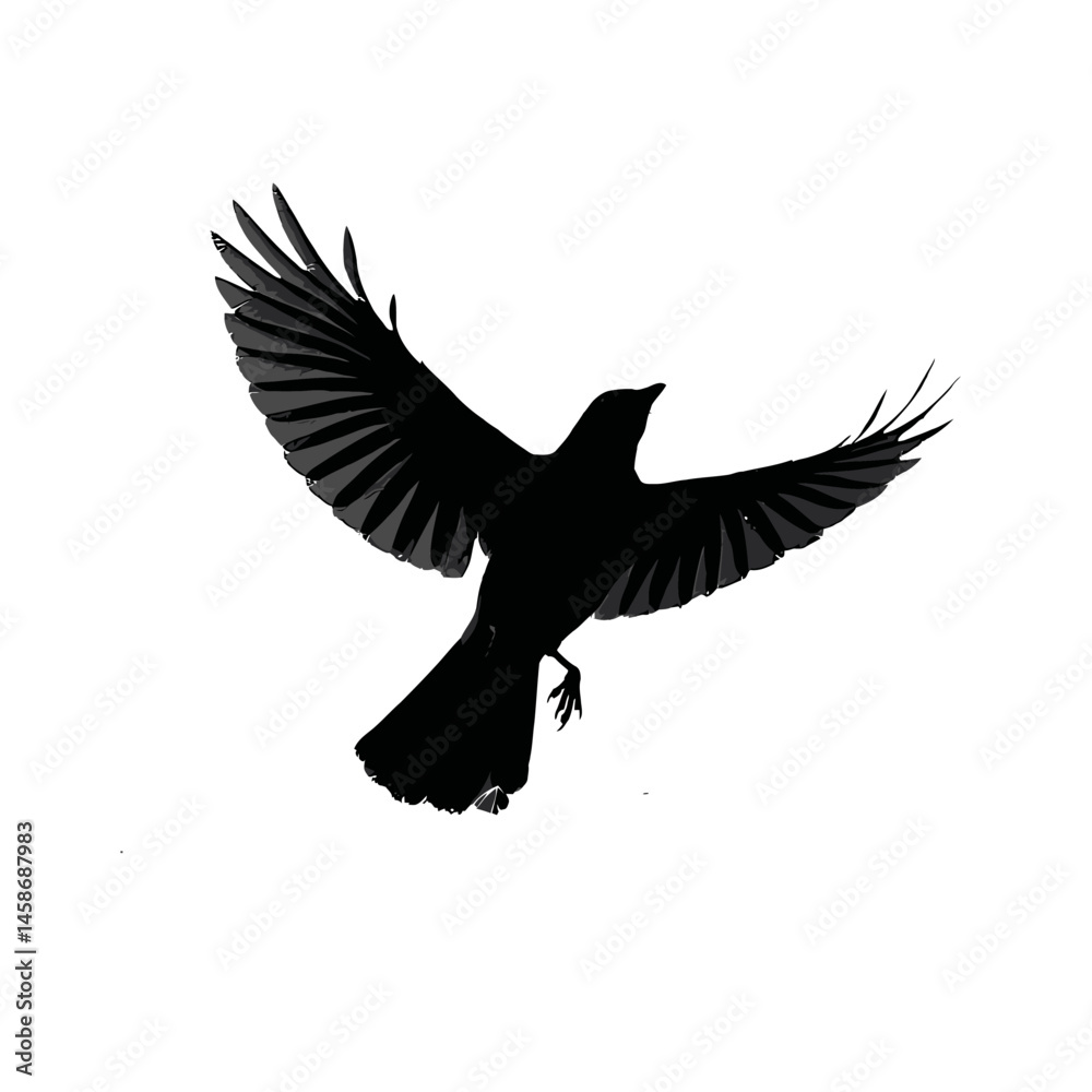 Obraz premium Solid black silhouette of a jay flying, Vector Graphic