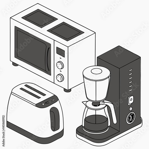 kitchen appliances , white background