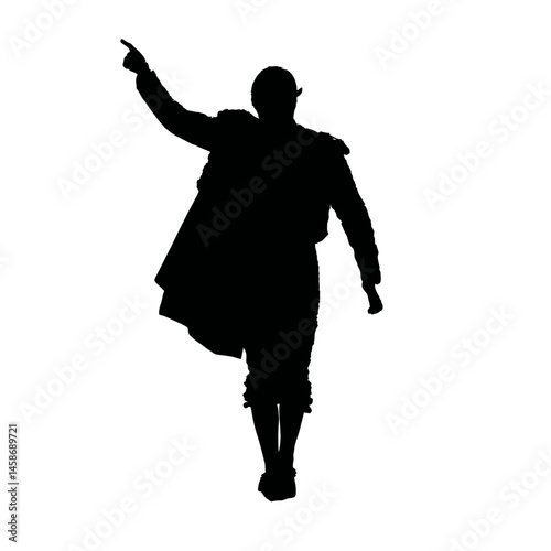 Solid black silhouette of a matador daring, Vector Graphic