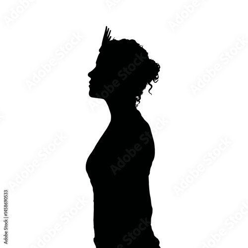 Solid black silhouette of a nymph serene, Vector Graphic