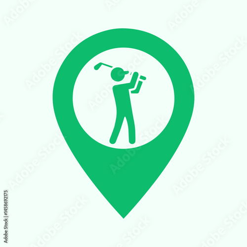 Mini Golf Location Pin Icon, Fun Spot Map Marker, Game Symbol