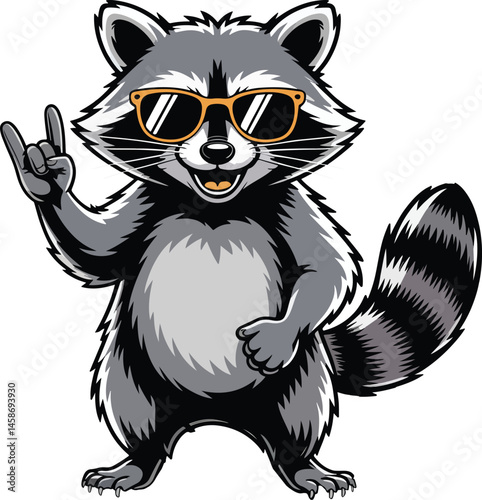 Cute Raccoon With Sunglasses Vector