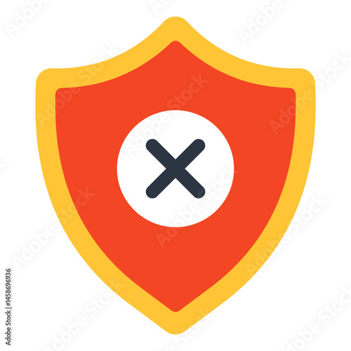 Rejected Security Shield Icon Flat Design Graphic