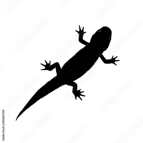 Solid black silhouette of an axolotl cute, Vector Graphic
