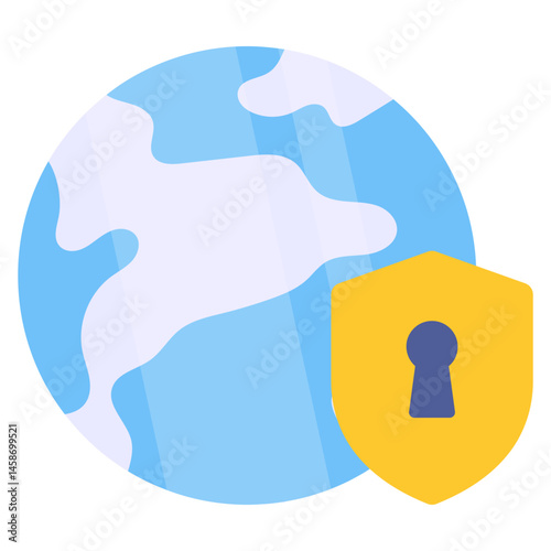 Global Cybersecurity Protection Secure World Icon Illustration
