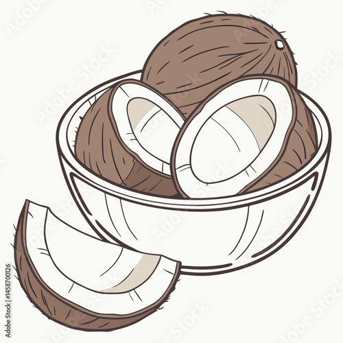 A glass bowl of Coconut vector image .