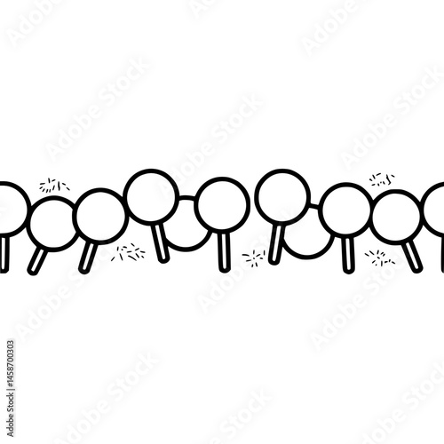 Magnifying Glass Border: Minimalist Black & White Illustration