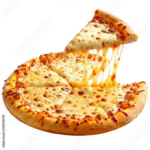 Delicious cheese pizza with gooey melted cheese and crispy crust, perfect for sharing or enjoying alone. appetizing aroma and golden brown edges make it irresistible