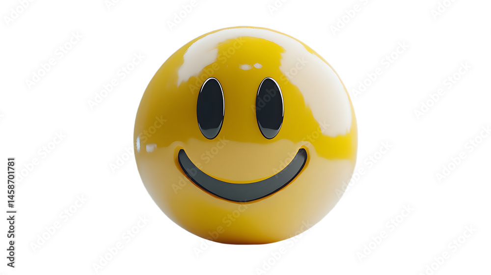 Fototapeta premium A Cheerful Smiley Face Emoji with Glossy Finish Radiating Joy and Positivity in Digital Art