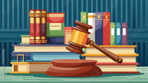 Judge gavel and law books in court background with copy space white background