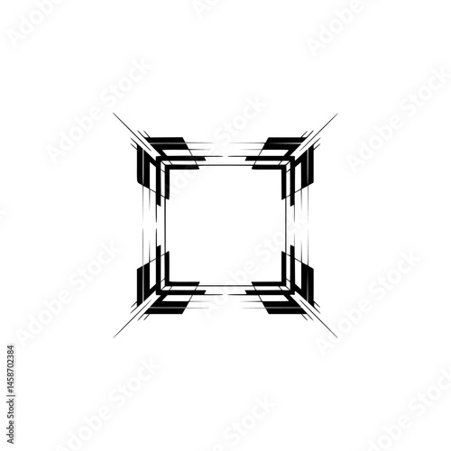 Geometric Frame in Black & White, Minimalist Design, Clean Lines