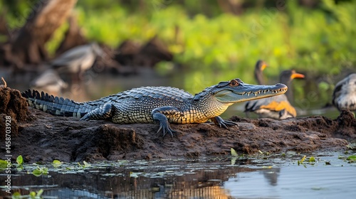 Kakadu National Park wetlands with crocodiles and birds