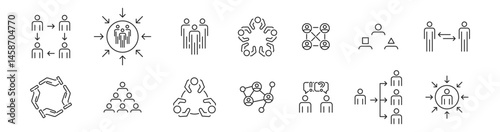 Business icon set. Teamwork line icons. Vector illustration