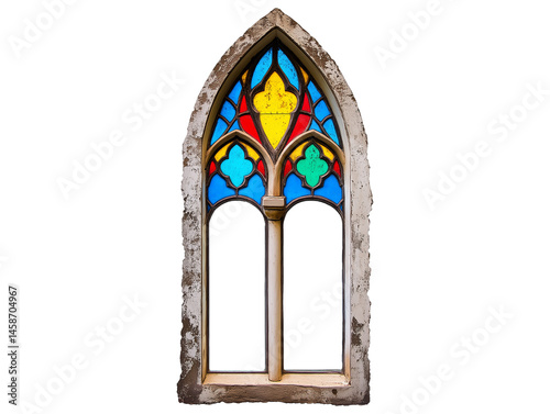 Stained Glass Window in a Gothic Church