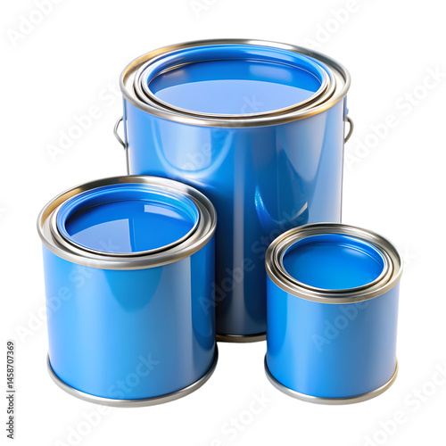 Vibrant Blue Paint Cans: High-Quality Stock Photo