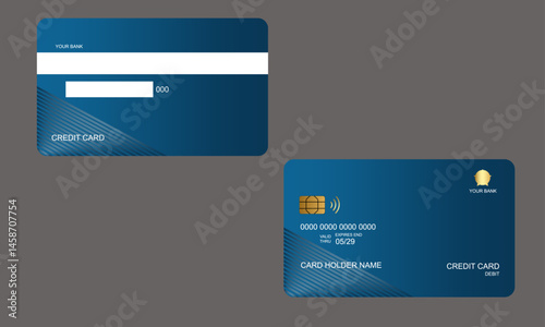 Set of Credit Cards Dark Blue Gradien Colors