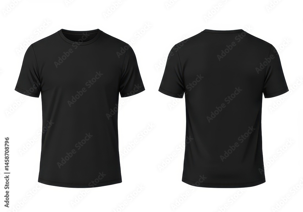 Naklejka premium Black TShirt Template Front and Back View Mockup Design men style white style cotton apparel fashion