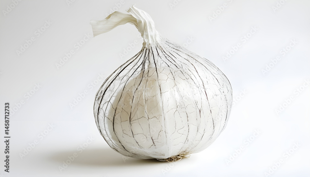 Fresh onion with skin isolated on white