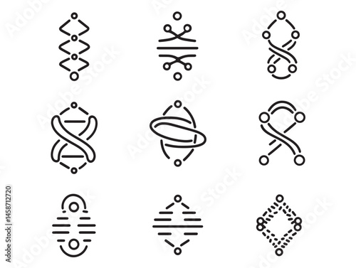 Intricate DNA Strand Line Art Design for Medical Research Vector Graphics