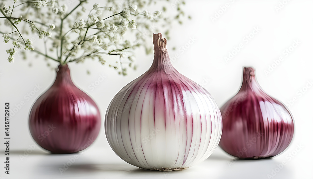 Fresh onion with skin isolated on white
