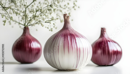 Obraz na płótnie Fresh onion with skin isolated on white w salonie