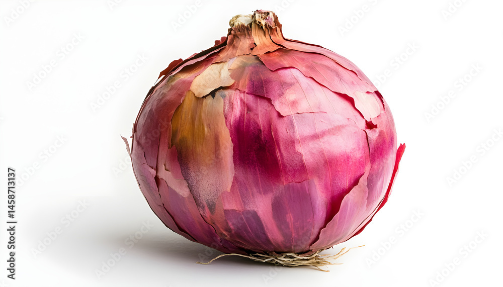 Fresh onion with skin isolated on white