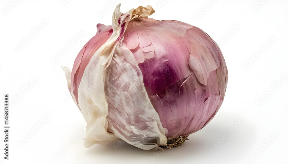 Fresh onion with skin isolated on white