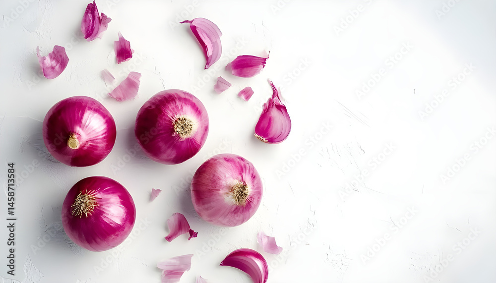 Fresh onion with skin isolated on white