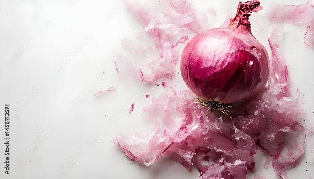 Fresh onion with skin isolated on white