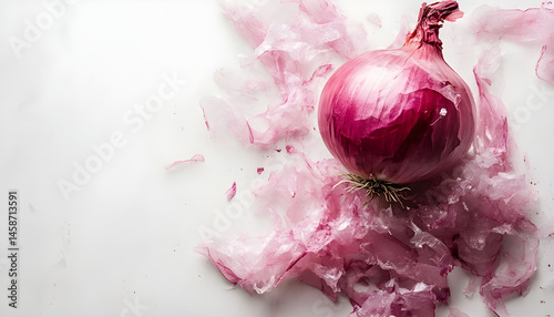 Obraz na płótnie Fresh onion with skin isolated on white w salonie