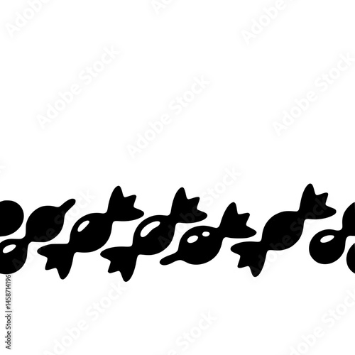 Minimalist Black Candy Border on White: Seamless Repeatable Pattern
