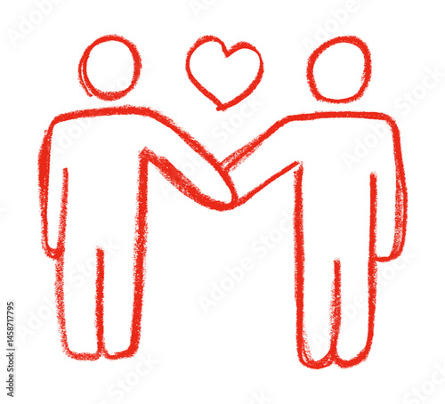 People Holding Hands Heart Love Related Icons Crayon Chalk Drawing Vector