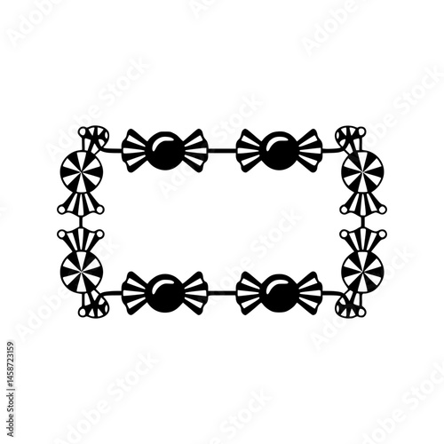 Candy Frame, Black and White Sweet Treat Border Design