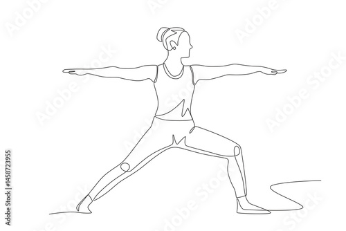 Woman streching concept one-line drawing