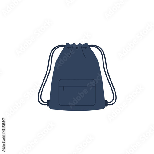 Essential Drawstring Bag: A minimalist and stylish dark blue drawstring bag, perfect for carrying essentials, featuring clean lines and a simple design.