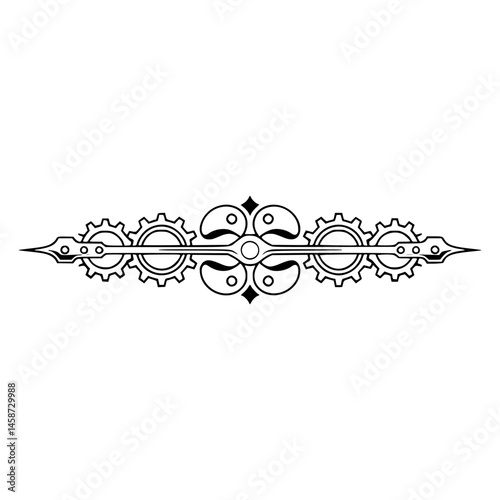 Steampunk Gear Border, Vector Illustration, Decorative Design Element