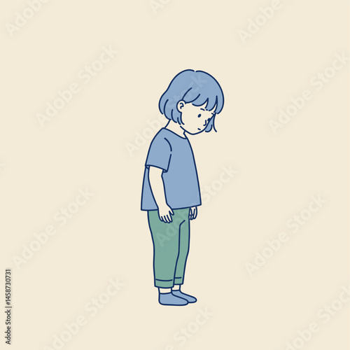 Solitary contemplation: A gentle illustration depicts a young individual, lost in thought. The soft color palette and minimalist style evokes a sense of introspective peace.