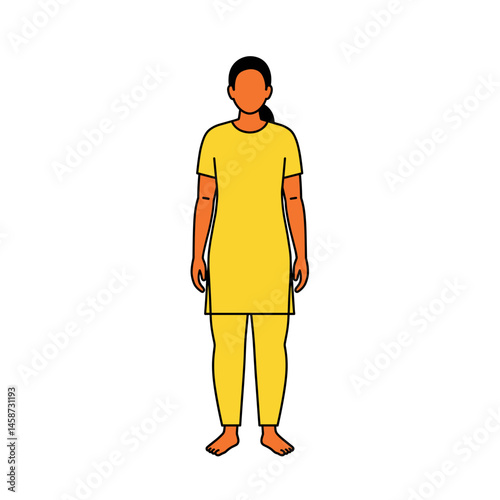 Woman in Yellow Kurta and Pajama